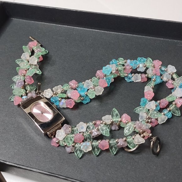 7.5 And 7 Inch Colorful Layered Glass Bead Watch And Bracelet Set - Picture 14 of 14